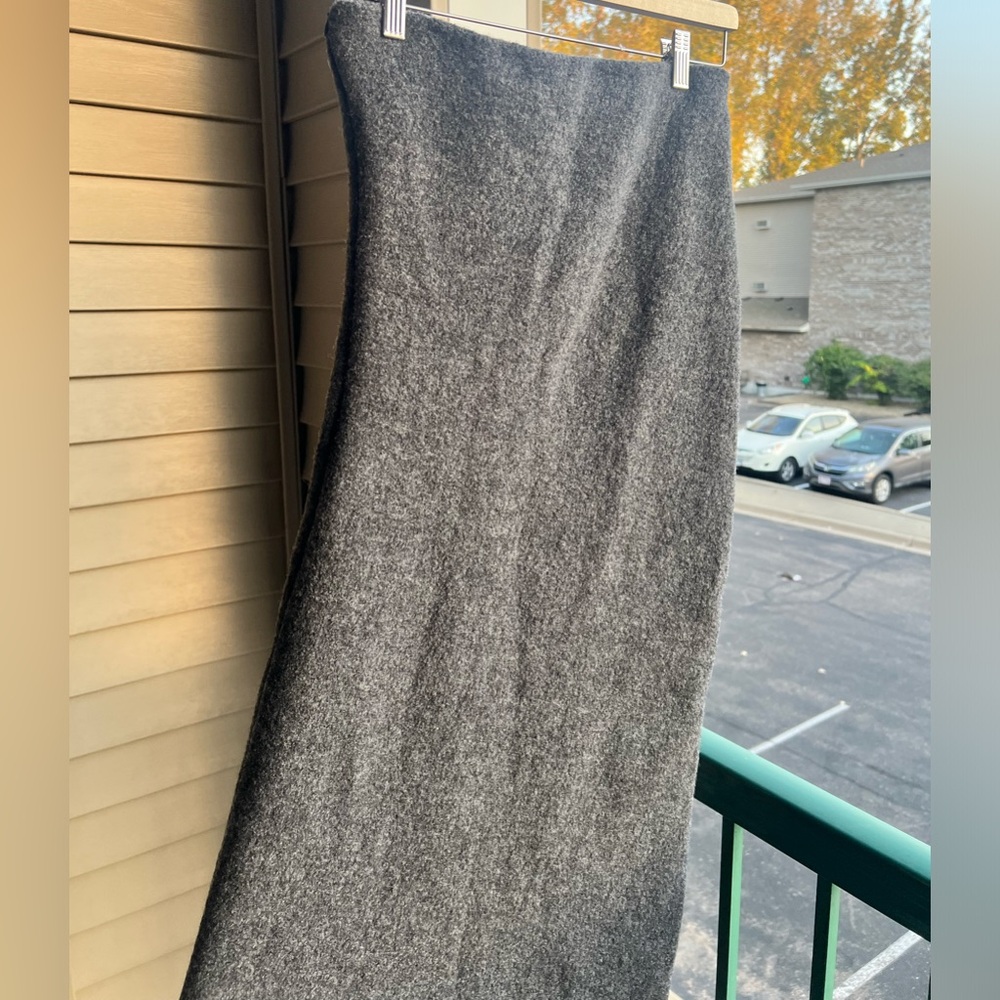 🆕 ZARA 💯Wool Maxi Skirt Gray High Waist Straight Long Midi Collection 12 Size M - Picture 5 of 15